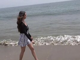Innocent brunette on vacation turns out to be a whore