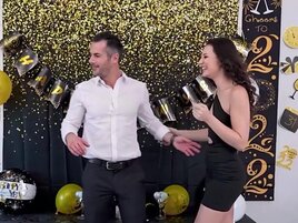 Stepdaughter duo seducing daddy for a hard FFM fuck