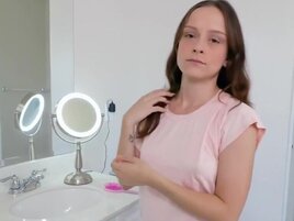 Lily Glee stretches before taking her stepbro's big dick