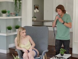 Blonde with a tight vag masturbates before fucking bro