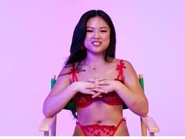 Red lingerie hottie lets a random guy fuck her up