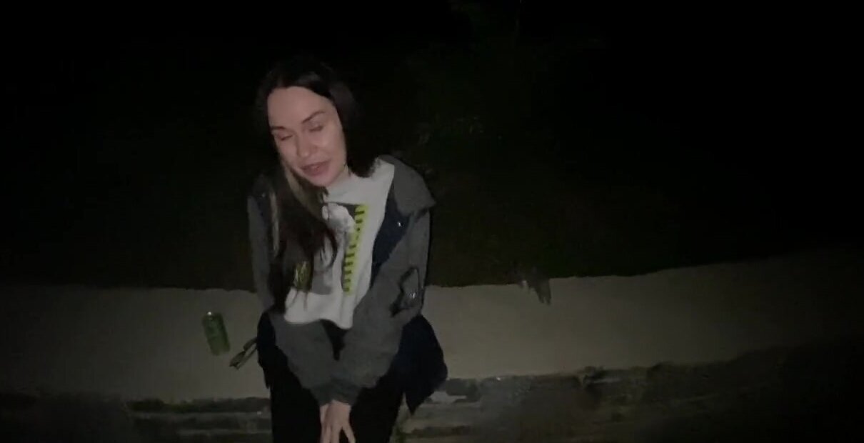 Geeky girl gets her vag claimed by a dick in public
