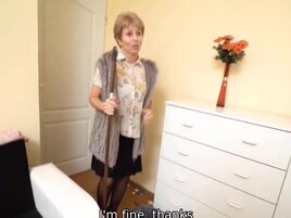 Short hair granny wants her stepson's hard boner