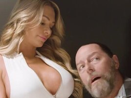 Blonde with big boobs is going to surrender to his boner