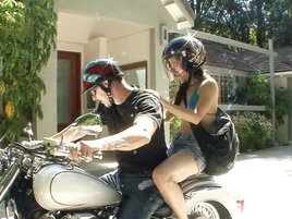 Kristine Kay finds a biker who drives her back home