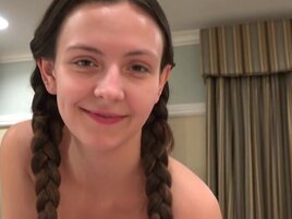 Adorable brunette in black lingerie wants POV fucking