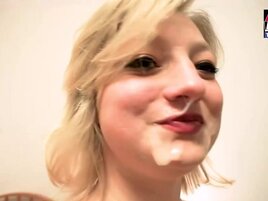 Hot blonde is covered in semen after the POV screwing