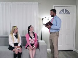 Spanking leads to a disciplining threesome in the stepfam