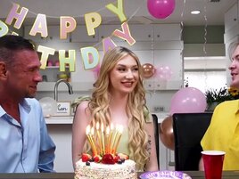 Stepdad fucks a cute girl with small tits almost TOO hard