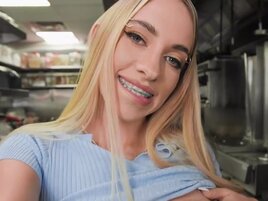 Blonde girl is going to get fucked in the ass by a CHEF