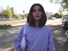 Sensational brunette from Italy is going to take dick in public