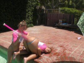 Sheena Shaw and Gia Derza use baseball bats for anal