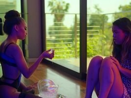 Two women showcase their lesbo skills... everywhere
