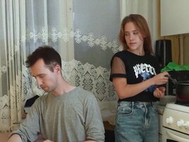 Tight girl is going to cuck her man with his own stepfather