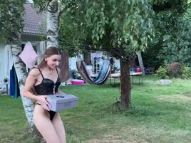 Tight babe with a trimmed hole getting screwed in public