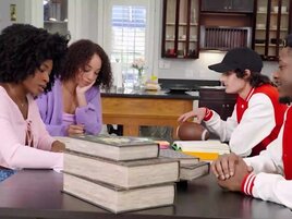 Threesome with two super-sexy black girls who need dick