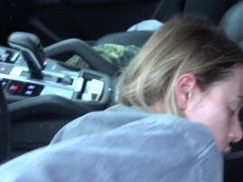 Edgy blonde girl Summer Vixen takes a hard peen in a car