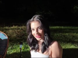 Brunette wants to get stuffed in front of her BF in the dark
