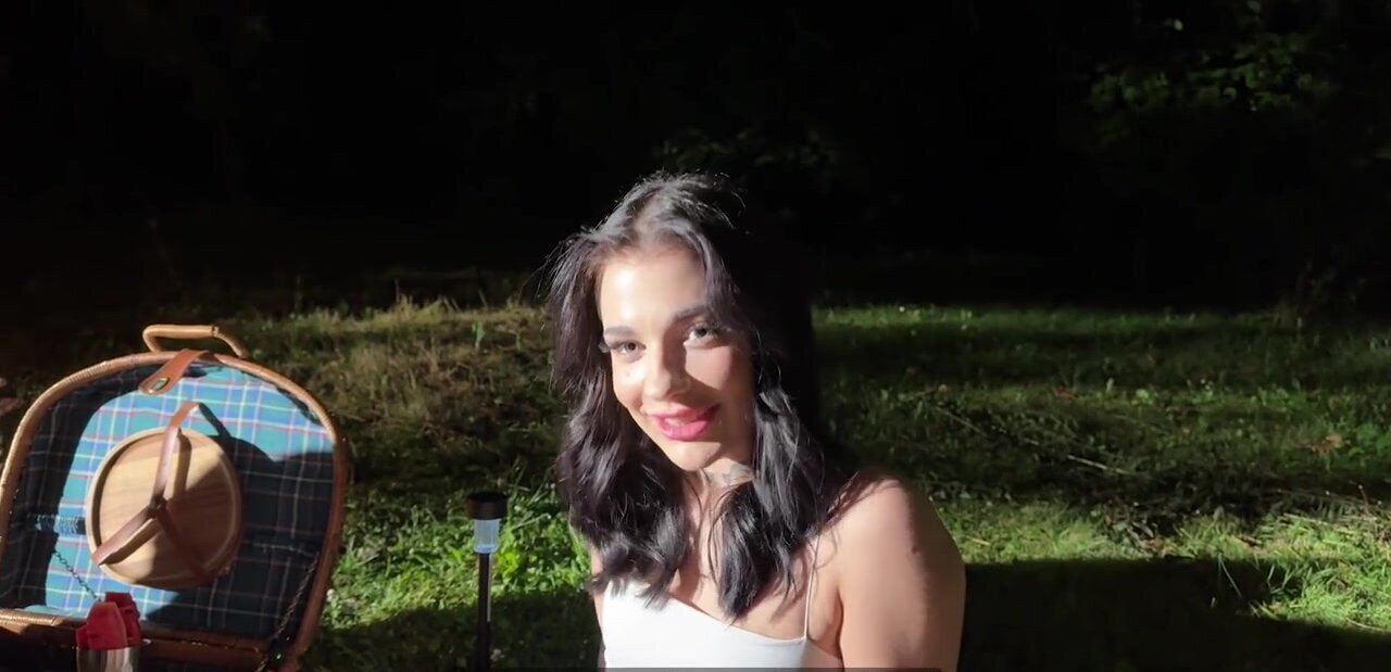 Brunette wants to get stuffed in front of her BF in the dark