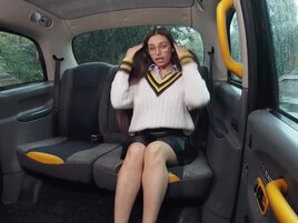 Nerdy slut with a bubble butt fucks a horny taxi driver