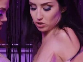 Girls put on a show as they lick pussy in the bathroom