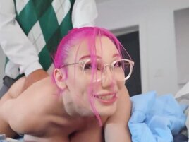 Pink hair hottie getting her opening screwed with passion