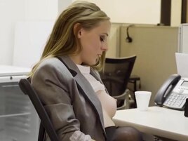 Geeky blonde decides to give him what he wants at the office