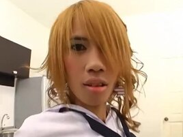 Skinny redhead gets her Asian pussy rammed real hard