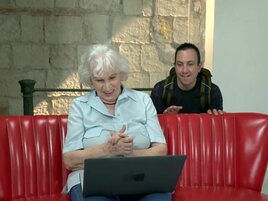 Old bitch wants him to lick her saggy tits first