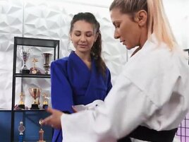 Ariel X wants to fuck Liz Jordan on the mat real hard