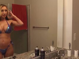 Busty MILF removes her bikini and gets fucked