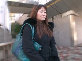 Old Japanese lady fucks hard dick while in the woods