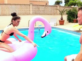 Thin German stepdaughter shares dick with her stepmother