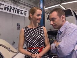 European babe with long legs gets fucked in public
