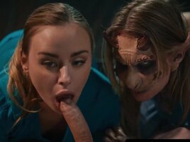 Lucky cock gets to fuck a slutty demon girl and a regular human