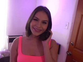 Nicole Aria looks at the man as she slowly crawls