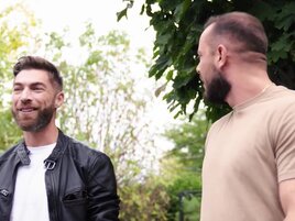 Hairy stud Sir Peter is banging Matt inside of the pool