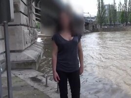 Big boobies brunette displaying her lovely little vag