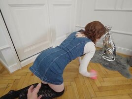 Tiny girl in a slutty outfit wants to get dick in POV