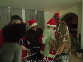 Sneaking away to get fucked by Santa's sexy cock