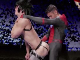Twink with curly hair loves playing virtual reality games