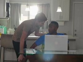 Handsome skinny lad and his black friend doing it raw