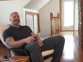 Brody Fox deepthroating the cock of the DILF bear Cain Marko