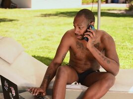 The pool boy ends up giving a blowjob to a stiff BBC