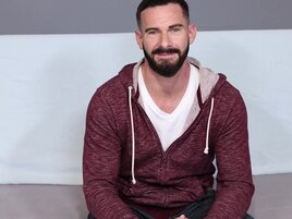 Bearded man is interviewed before giving a sloppy BJ