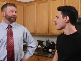 DILF with tattoos caught a teen sniffing his panties