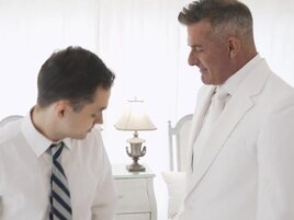 One suited hung DILF barebacks smooth innocent twink