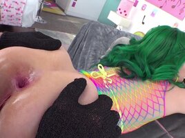 Dude licks her future-gape before fucking that ass