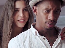 Big dick pleasures with two interracially-inclined girls