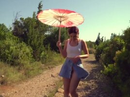 Jeny Smith shows her pokies and then some in a fortress